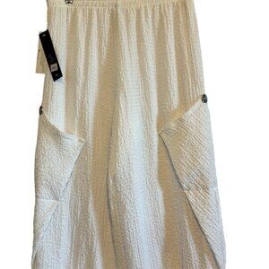 I.C. By Connie K NWT White Cropped Party Stretch Loose Flowing Pants Size Medium